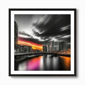 Sunset Over The River 3 Art Print