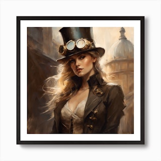 Gothic Steampunk Western Girl Art Print · Creative Fabrica