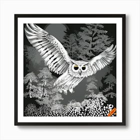 Owl In Flight Art Print