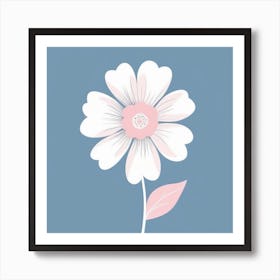 A White And Pink Flower In Minimalist Style Square Composition 521 Art Print