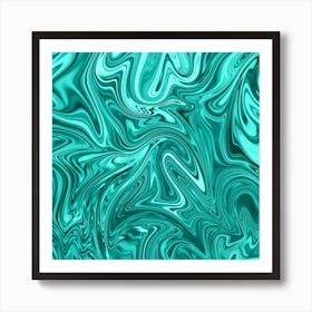 Turquoise Liquid Marble Art Print