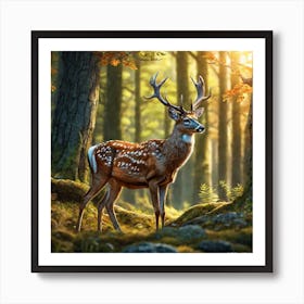 Deer In The Forest 156 Art Print