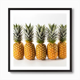 Pineapples On White Background Art Print