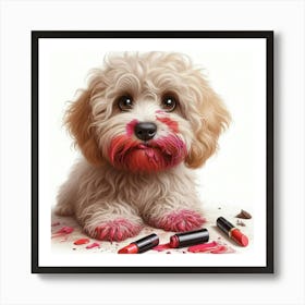 Puppy With Lipstick Art Print