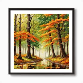 Forest In Autumn In Minimalist Style Square Composition 331 Art Print