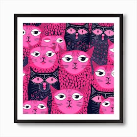 Sarramedj Pattern Pink Cat 794b602d 542d 45e0 Ba30 555a210b81f1 Art Print