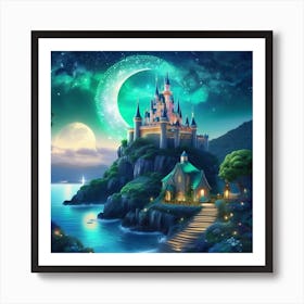 Disney Castle At Night Art Print