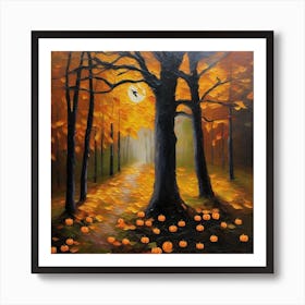 Pumpkins In The Woods Art Print