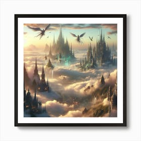 Fantasy City In The Clouds 1 Art Print