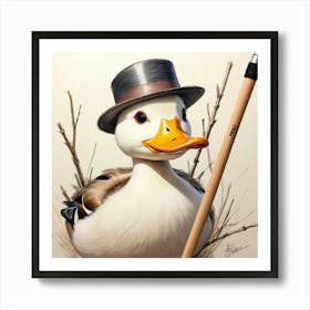 Duck With A Pencil 1 Art Print