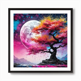 Moonlight Tree Art Print