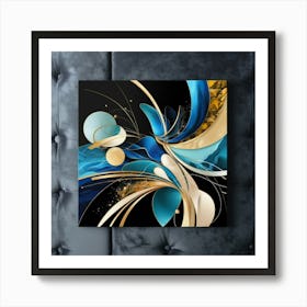 Abstract Blue And Gold Art Print