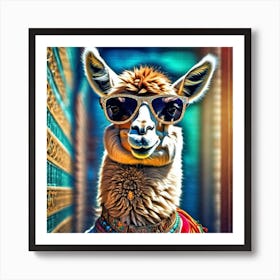 Llama In Sunglasses Art Print