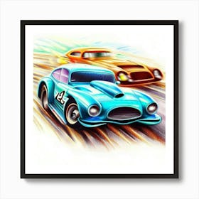 Car Racing Illustration Art Print