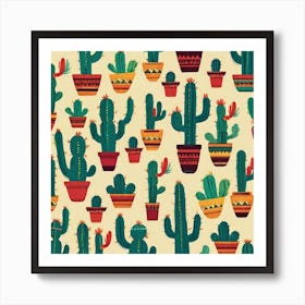 Cactus Pattern 14 Art Print