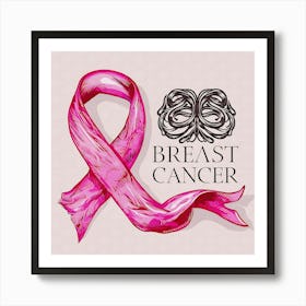 Women Breast Cancer Awareness background in Pink Ribbon international symbol for month October clipart and poster clipart and wall art 40 Art Print