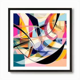 Abstract Shapes And Lines, Vibrant Colors Print Art Print