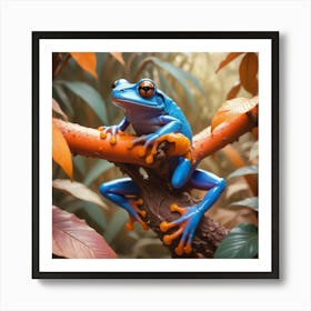 Blue Frog in jungle Art Print