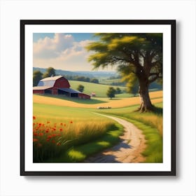 Peaceful Farm Meadow Landscape (41) Art Print