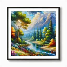 Landscape By The River Art Print