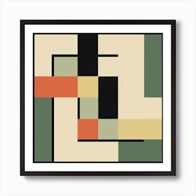 Green Squares Geometric Minimalism Art Print