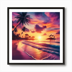 Sunset On The Beach Art Print