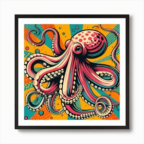 Octopus In Pop Style Art Print