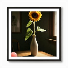 Sunflower In A Vase Art Print