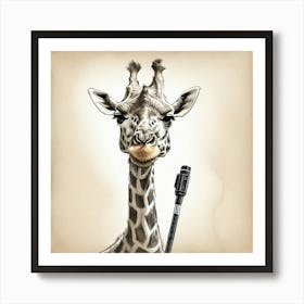 Giraffe With Microphone 1 Art Print