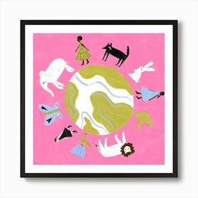 Children's World Animals People Art Print