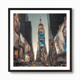 Times Square At Dusk Art Print