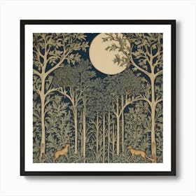 William Morris Print Night Forest Moon 1 Art Print