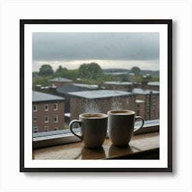 Two Coffee Cups On A Window Sill 2 Art Print