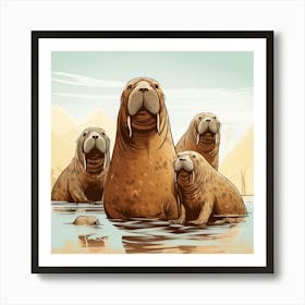 Walruses Cartoon Art Print