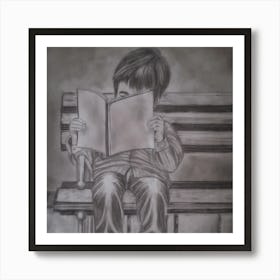 Boy Reading A Book Art Print