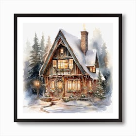 Christmas House In The Woods 7 Art Print