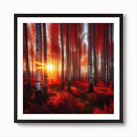 Sunset In The Forest 46 Art Print