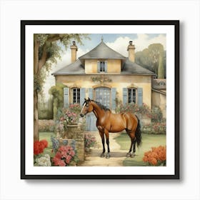 Horse In Front Of House art 1 Art Print