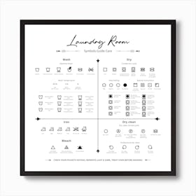 Laundry Symbols Guide Square Square Art Print