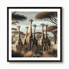 Giraffes In The Savannah 1 Art Print