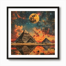 Egyptian Sunrise, retro collage Art Print