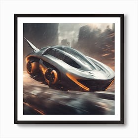 312696 Futuristic Flying Car With Smooth Lines, Shot In A Xl 1024 V1 0 Art Print