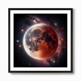 Red Blood Moon In Space Art Print