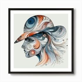 Abstract Woman In Hat Art Print