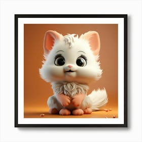 Cute White Cat 8 Art Print