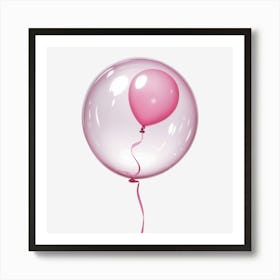 Pink Balloon Inside Other Pink Ballon Generated By Ai Art Print