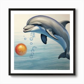 Dolphin With Orange Ball Art Print