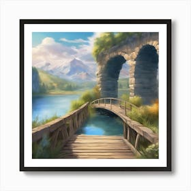 Bridge Over A Lake Art Print