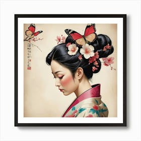 Asian Madame Butterfly Art Print Art Print