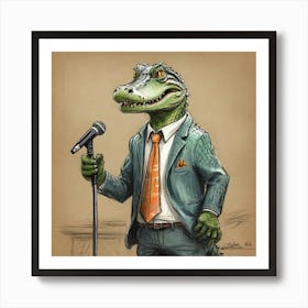 Alligator In A Suit Art Print